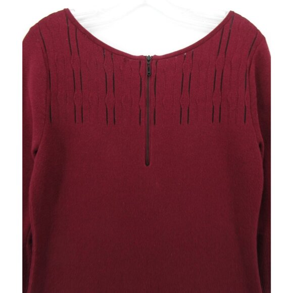 Nic Zoe Dress Small Red Fit Flare Sweater Classic Bell Sleeve - Picture 8 of 11